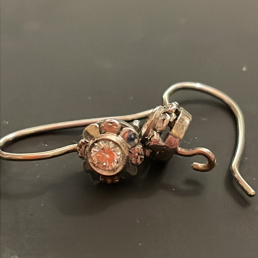 Vintage Italian Diamond Flower Earrings - Picture 3 of 6